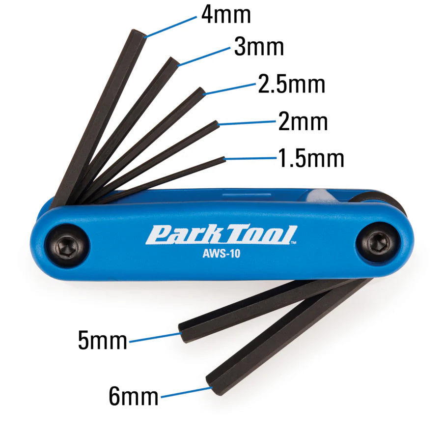 Park Tool AWS-10 Fold-up Hex Wrench Set (1.5mm to 6mm)