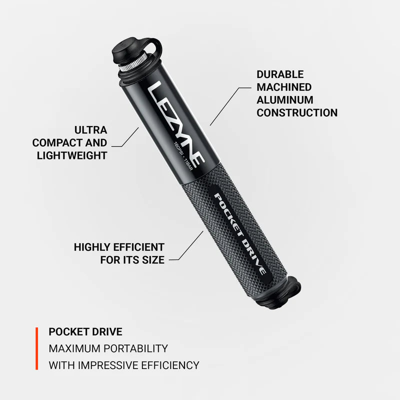 LEZYNE POCKET DRIVE COMPACT HIGH PRESSURE BIKE HAND PUMP