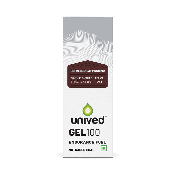 UNIVED GEL 100 - Espresso Cappuccino (100mg Caffeine) 6 Pack