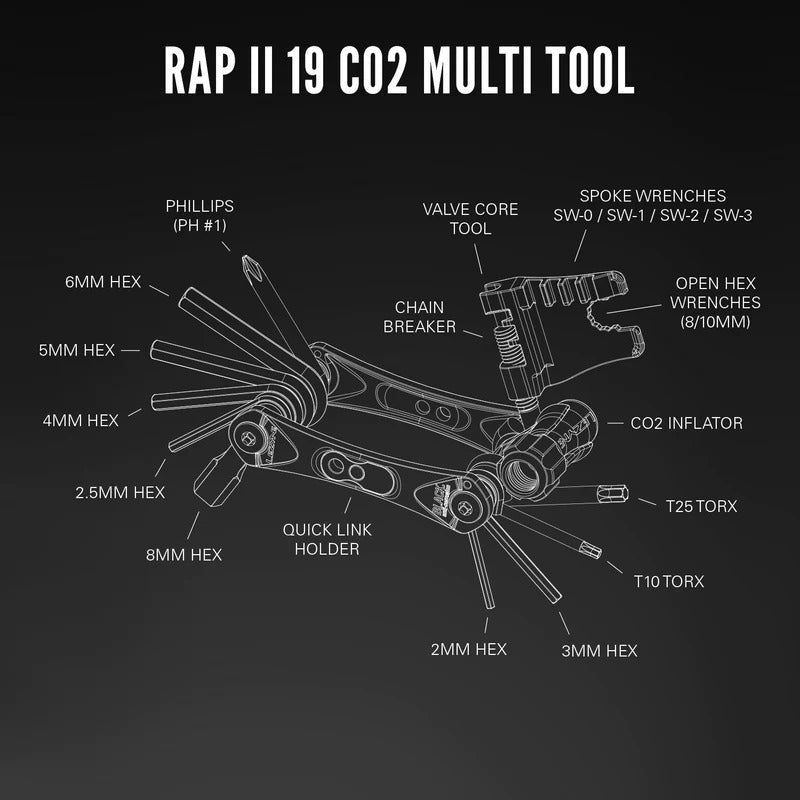 LEZYNE MULTITOOL RAP II 9 CO2 19 FUNCTION
