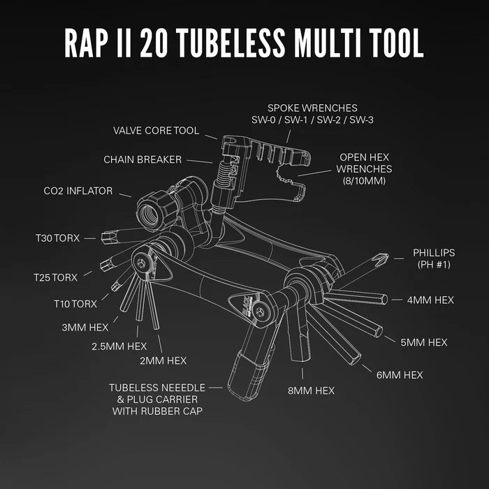 Lezyne Rap II 20 Tubeless Multitool - 20 Functions