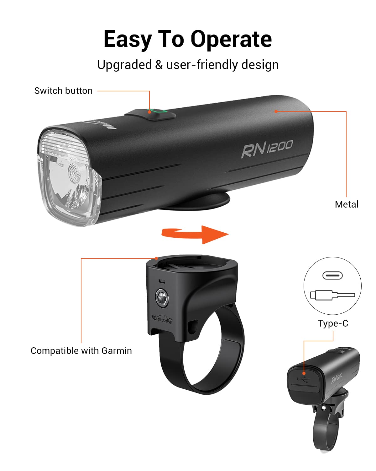 Magicshine RN 1200 Bicycle|Helmet Front Light