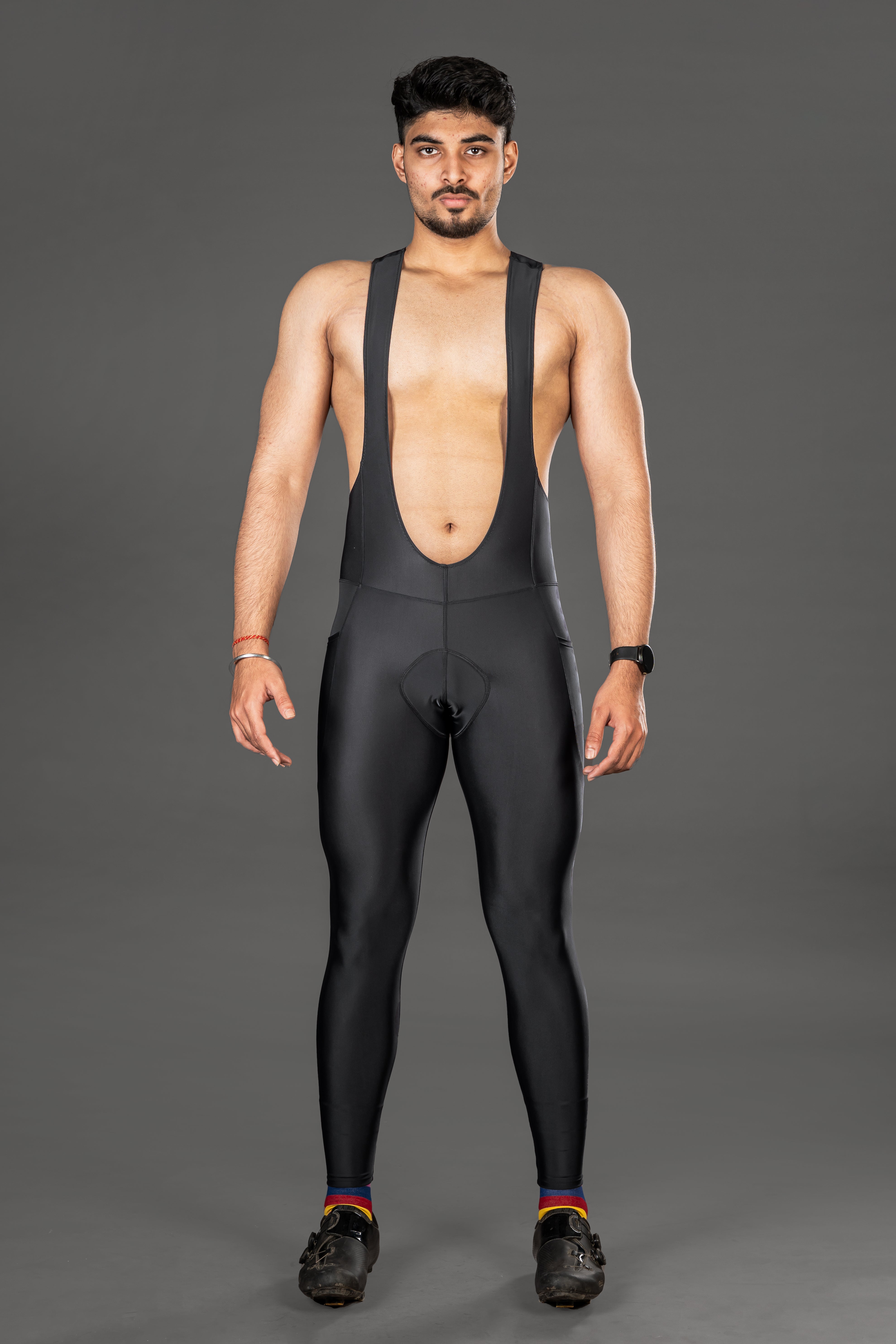 A man standing wearing Nightrider Cycling Bib Full Tights