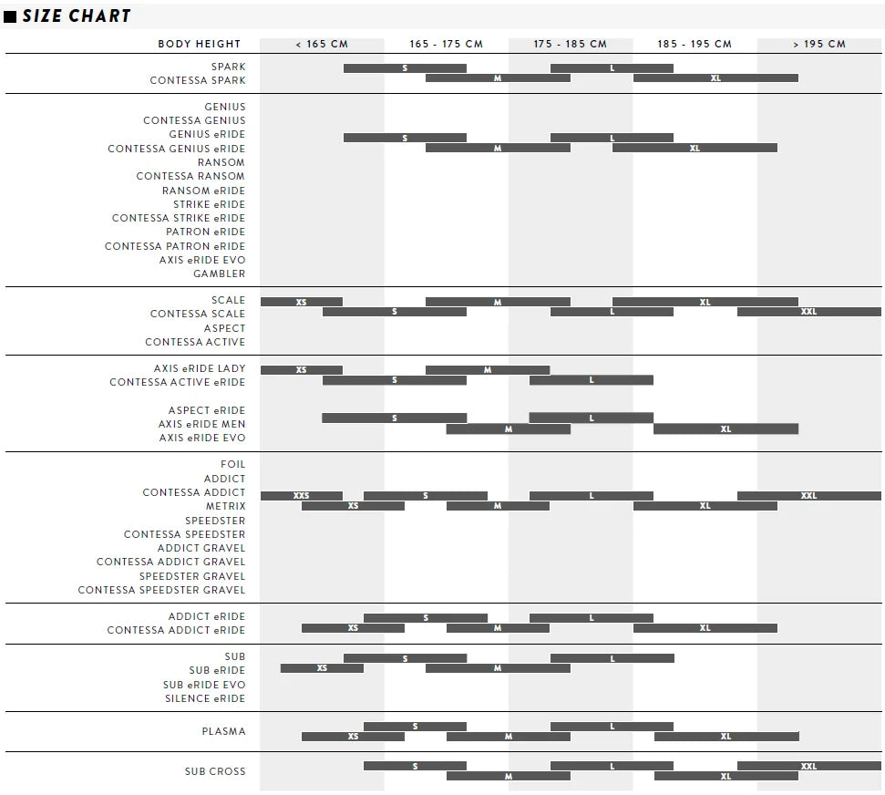 Scott road bike size guide sale